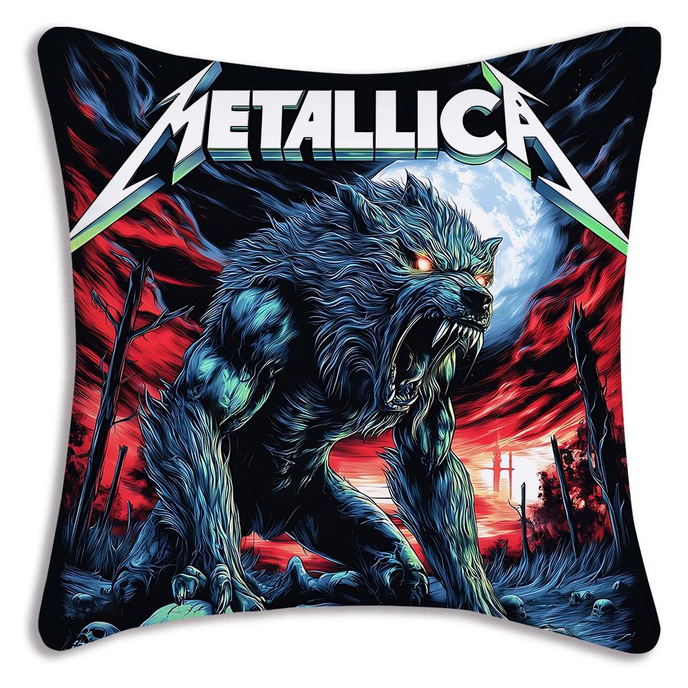 Anime Band M-METALLICAs Pillow Covers Cartoon Sofa Decorative Home Double-sided Printing Short Plush Cute Cushion Cover