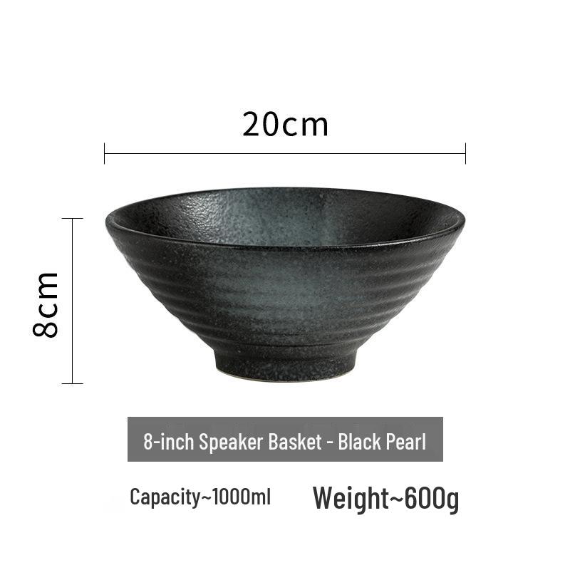 Japanese-Style Ceramic Ramen Bowl - Large Retro Conical Hat Design for Soup, Salad, and Noodles