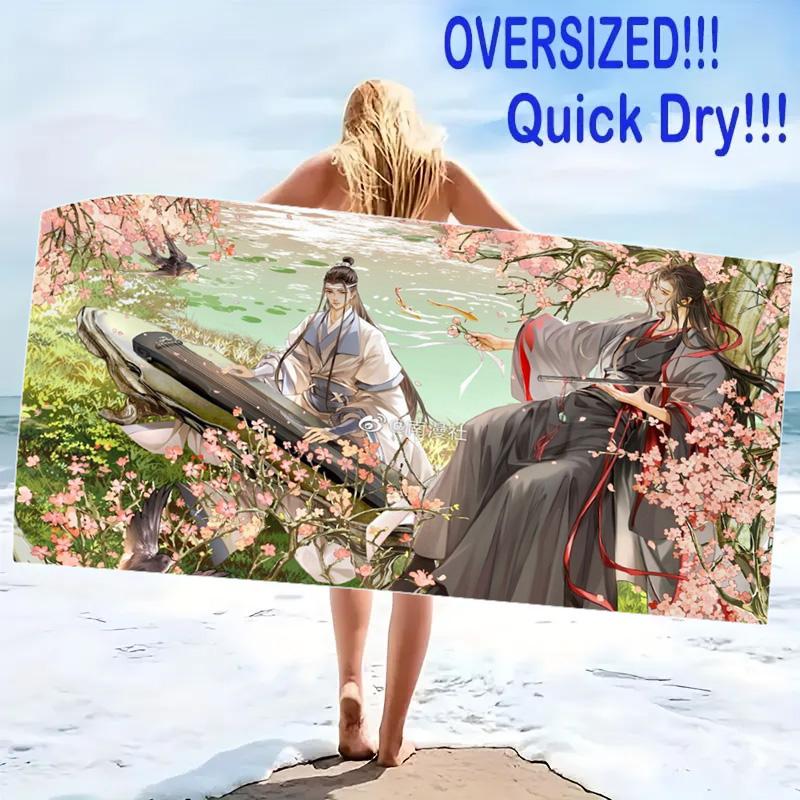 Mo Dao Zu Shi Print Beach Towel, Large Soft Quick Dry Towel for Beach Camping Swimming