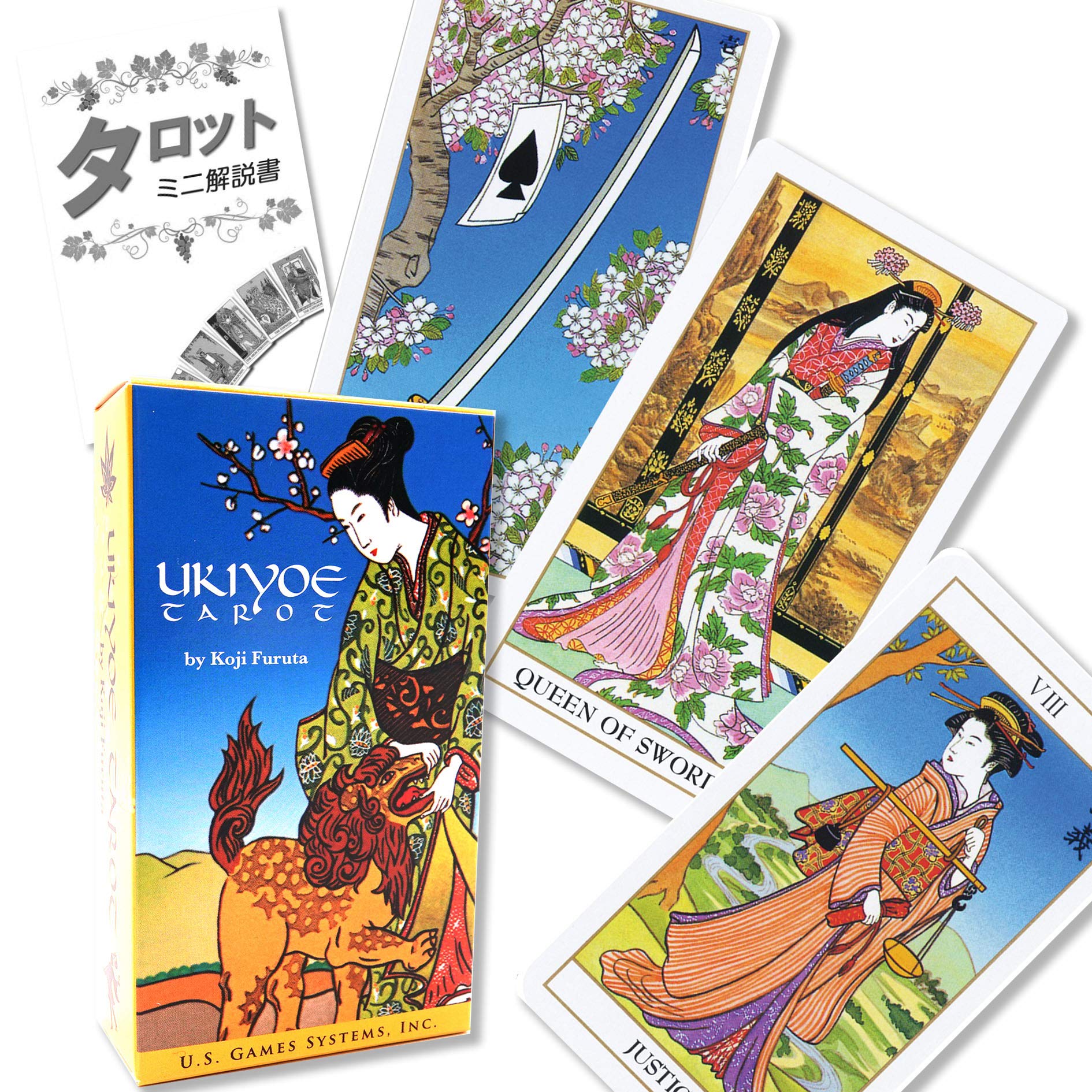 Ukiyoe Tarot - FLATLAND Authentic Tarot Cards (78 cards) with Japanese Instructions on How to Use Tarot Cards