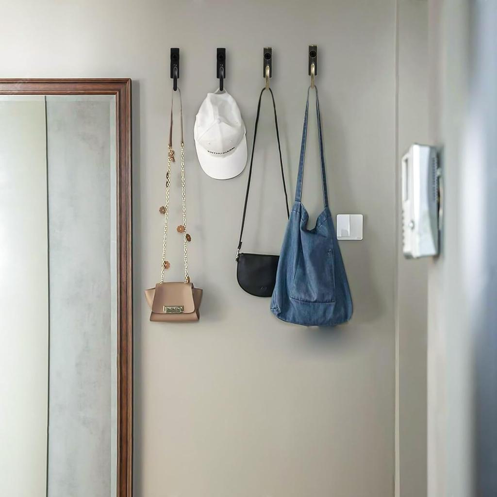 40 Pieces Key Hooks Black Small Hooks Wall Mounted Single Hook for Hanging Clothes Hat Jewelry Hanging Kitchen Bathroom Towels Farmhouse Retro Small