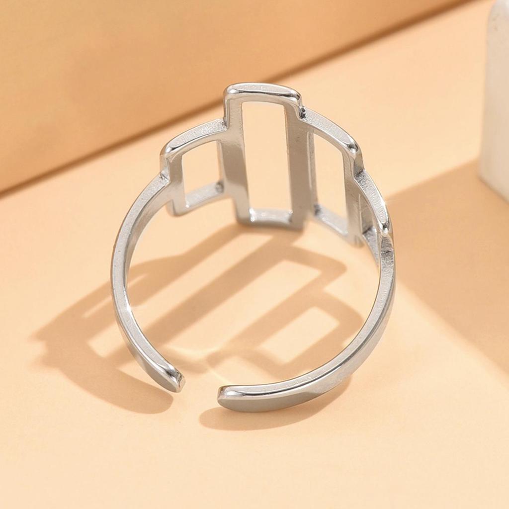 Unisex Cold Style Geometric Stainless Steel Open Ring