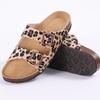 Fashion Smile Women's Slide Sandals New Casual Cork Footbed Platform Sandals Open Toe Leopard Slides With Adjustable Buckle Flat Sandals