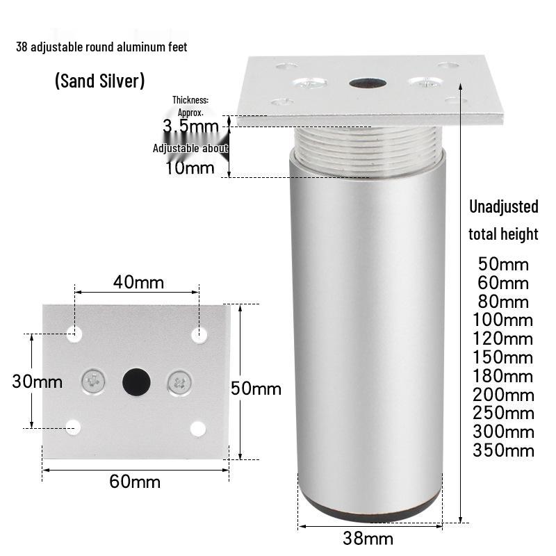 Heavy-Duty Adjustable Aluminum Alloy Furniture Legs for Cabinets, Sofas, TV Stands, and Bathrooms