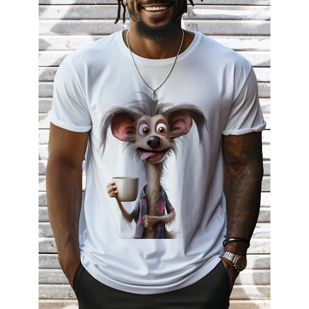 Sommer Herren Outdoor Freizeit Atmungsaktives T-Shirt Kurzarm Cartoon Tier 3D Gedrucktes Muster Groß Übergröße Locker Herren Kinder T-Shirt