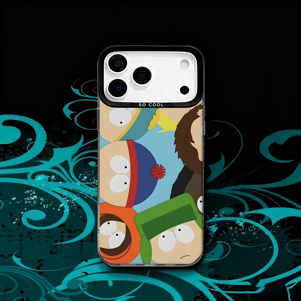 Cartoon S-South P-Park Matte Fingerprint Proof Phone Case For iPhone 17,16,15,14,13,12,X,8,Pro,Max,Plus,SE4,Air,Mini