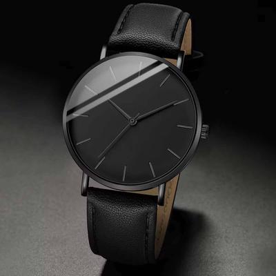 Montre homme business élégante, cadran ultra-fin, montre à quartz, bracelet en cuir décontracté, montre-bracelet homme, Reloj Hombre