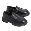 2025 New Thick-soled Heightening Men's Big-headed Leather Shoes Patent Leather Glossy Casual Thick-heeled Loafers Hairstylist Trendy Shoes