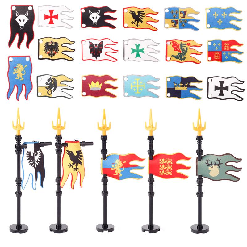 Medieval Military Castle Knight Soldier Shields Building Blocks Flags Movie Figures Accessories Mini Compatible Brick Toy Gifts