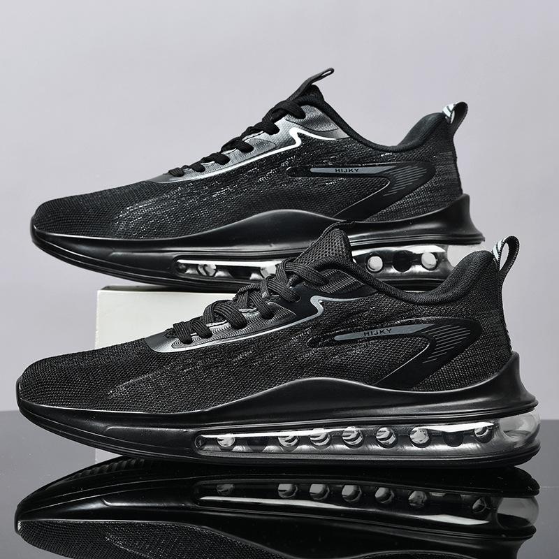 Breathable men's shoes mesh air cushion elastic soft sole shock-absorbing fly-woven casual sports shoes running shoes