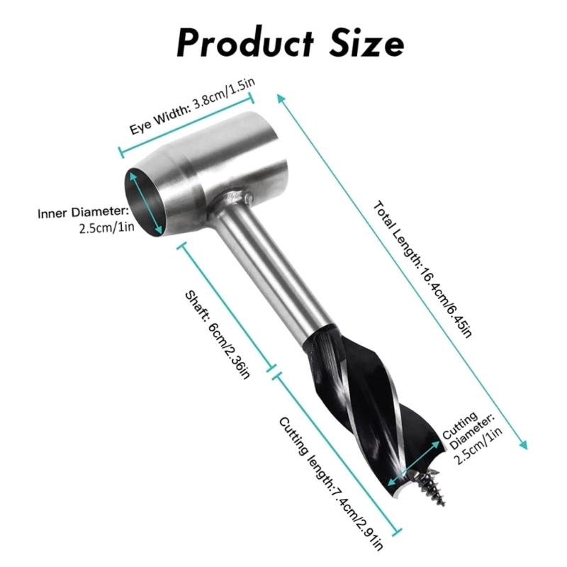 Bushcrafts Hand Auger Wrench Portable Outdoor Survival Spirals Drill Wood Drill Cores Punches for Camping and Wilderness