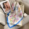 Spring and summer literary and fresh printing imitation silk scarf women's neck decorative neck protection scarf high-end shawl scarf