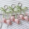 Emulational Tulip Keychain Jewelry Cute Anti-loss Keyring Fashion Bag Charm Pendant  Wallet