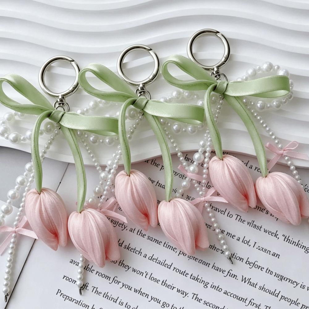 Emulational Tulip Keychain Jewelry Cute Mobile Phone Chain Fashion Bag Charm Pendant Women