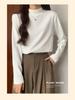 Women's Korean Style Double-Sided Velvet Long-Sleeve Turtleneck Top - Solid Color