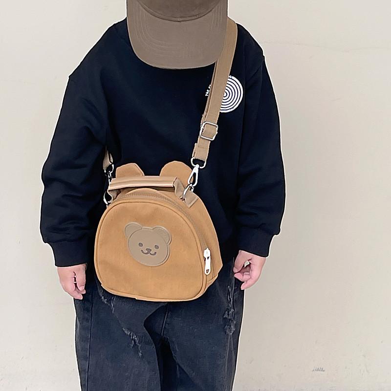 Adorable Cartoon Bear Crossbody Bag For Kids Breathable Fabric Cute Design