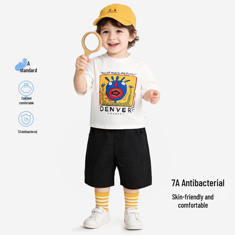 Unisex Kids Pure Cotton Cartoon Summer T-Shirt 110