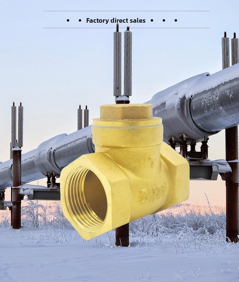 Horizontal Copper Check Valve with Female Thread Yellow Color for Water Use in Water Meter and Pipe DN15-DN50 Sizes Model H14