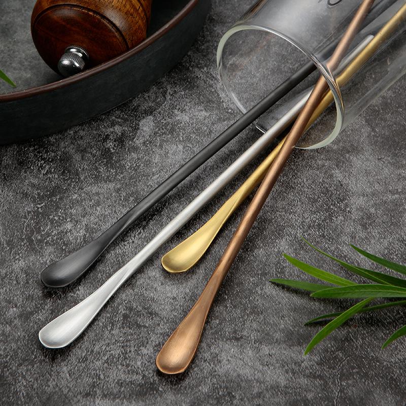 1PC Long Handle Teaspoon 304 Stainless Steel Mixing Spoon Tableware Coffee Tea Spoons Dessert Ice Cream Scoop Bar Tools