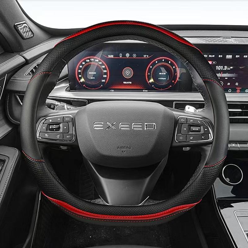 

Углеродное волокно + кожа D-образный чехол на руль автомобиля для Chery Exeed VX 2022 LX-2022 TXL-2022 Auto