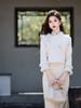 Beibai Lady Fan Embroidered Suede Cheongsam New Winter Warm Plush Collar New Chinese Style Two-piece Set