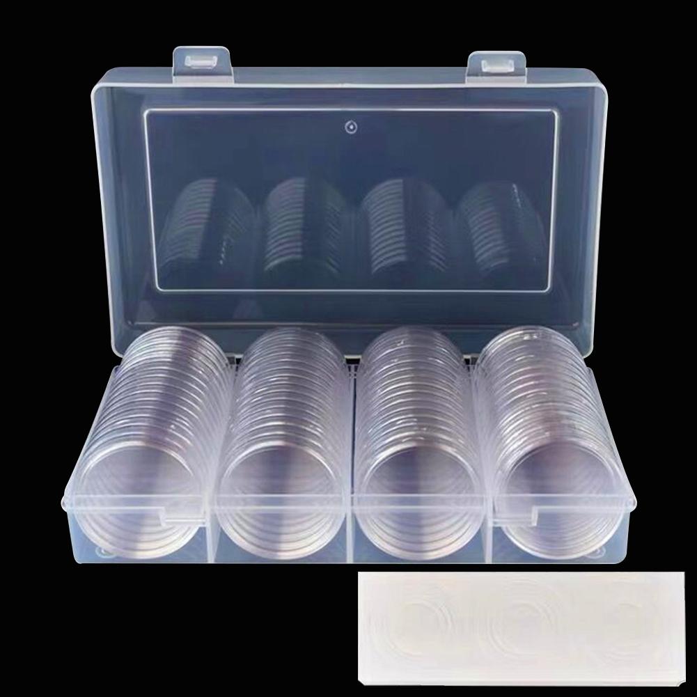 Coin Holder Case Plastic Storage Box With 60PCS Coin Capsules 19/20.5/22.25/25/27/30/39/41MM Protect Gasket For Coin Collection