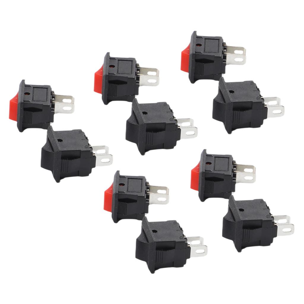 Boat Rocker Switch SPST Rocker Switch Automotive Accessories Compact Design 10PCS Pack 2-pin ON-OFF Single Pole SPST 125VAC 6A
