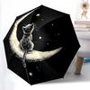 1pc Moon Cat Automatic Open/close Umbrella, 8-Rib Sturdy Structure, Artistic Pattern, Compact Design, Fashion Lovers L050