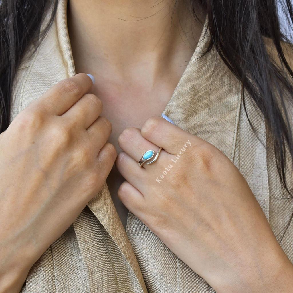 Genuine Turquoise ring , Turquoise stylish ring , Sterling silver fashion ring , Handmade crystal ring , new beginning blue stone ring