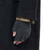 Velsey Wool Blended Classic Ribbed Fingerless Gloves [GREY]
