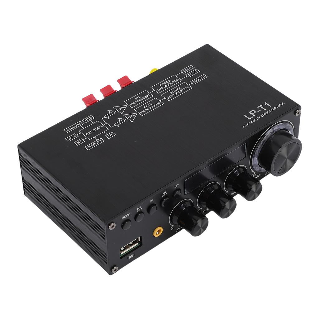 2.1 Channel Stereo Amplifier Bluetooth 5.1 HiFi Digital Subwoofer Amplifier Receiver with Remote Control for Home
