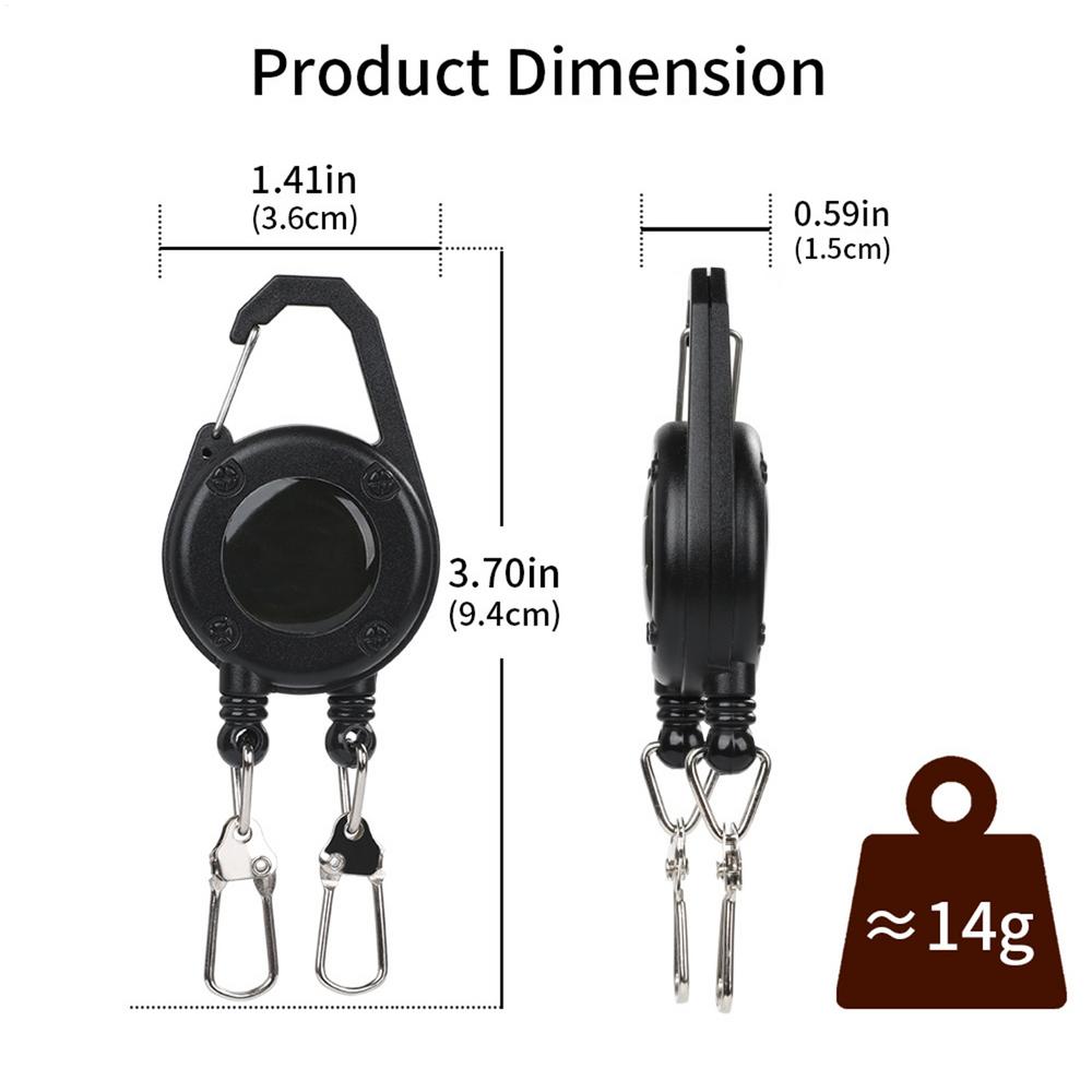 

Retractable Keychain Double-Headed Retractable Belt Clip Lanyard Badge Holder Pull Reel with Steel Cord for Outdoor Fishing чёрный