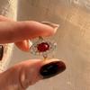 Vintage Court Medieval Style Oval Red Zirconia Rings For Women Fashion New Jewelry Lady Gift Party Anillos Mujer