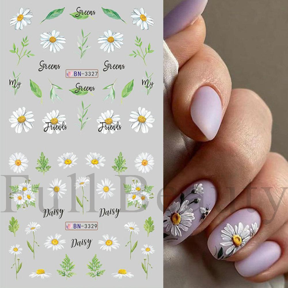Nail Art Stickers Ins Spring And Summer Flower And Grass Series Zou Ju Flower Watermark Nail Stickers
