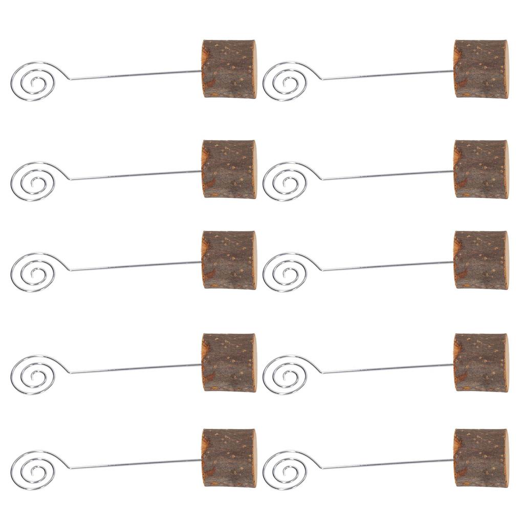 10pcs Place Card Holders Fashionable Simple Secure Fix Cute Table Number Holder with Wooden Base for Office Anniversary