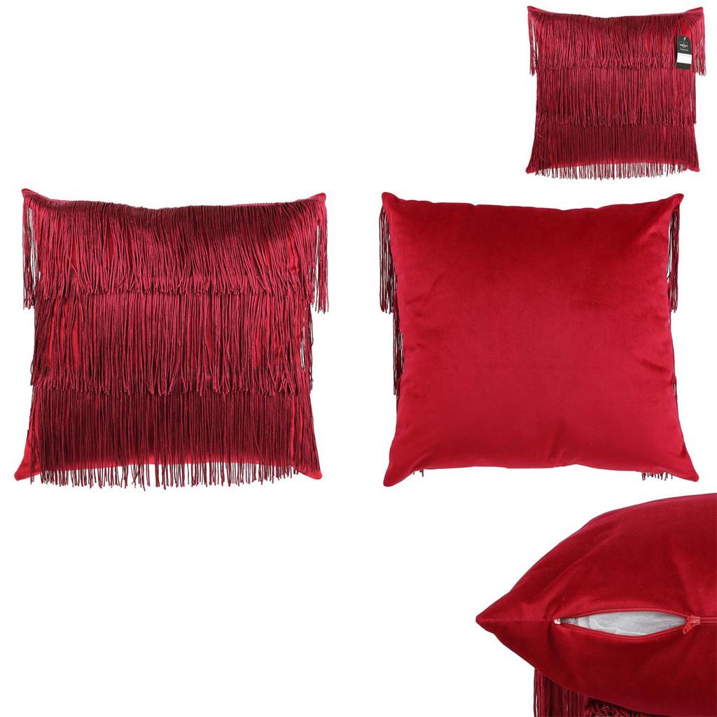 Les Trésors De Lily [Q4406] - Red 'Charleston' Velvet Cushion - 40 Cm