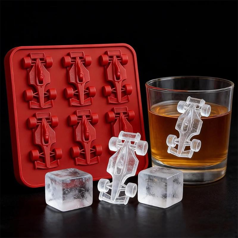 6-Cavity 3D Racing Car Ice Mold Silicone Chocolate Jelly Tray Diy Baking Tool Race Car Ice Cube Maker For Tumbler