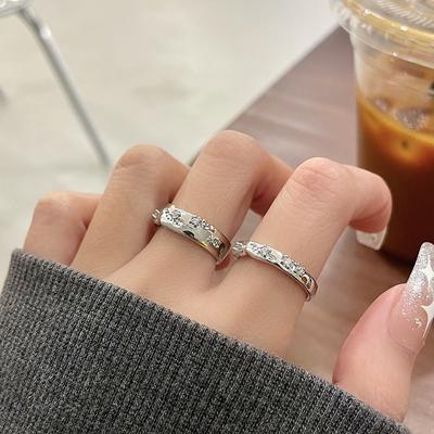 Liquid Texture Zircon Ring Women'S Age Light Luxury Niche Design High-End Sense Open Index Finger Ring