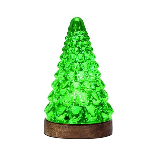 Mercury Glass Christmas Tree Xmas Trees Decorations Table Lamp Centerpiece Mantel Window Home Decor Bathroom Party Gift, Wooden Base Light