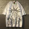 T-shirt Cotone Retro Personalità Stampa Graffiti Moda Y2K Uomo Donna Larga Street Hip Hop Arte Y2K Manica Corta Top