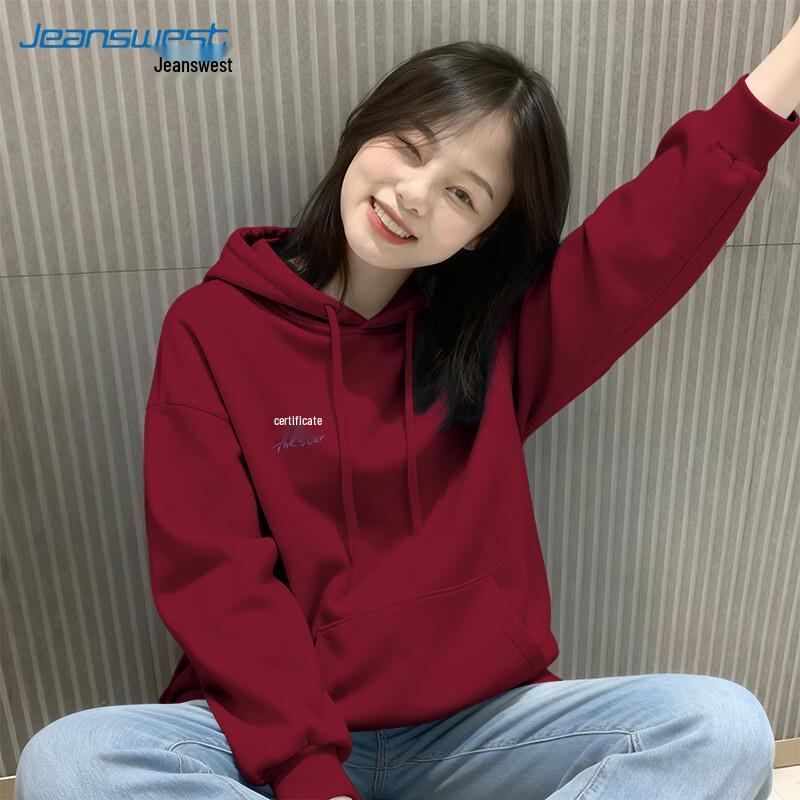 Jeanswest Casual Hooded Sweatshirt with Line Blue Heart Graphic