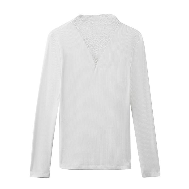 

Новая белая кружевная строчка с высоким воротником, приталенная рубашка в европейском и американском стиле, верхняя футболка, женская одежда XXL белый