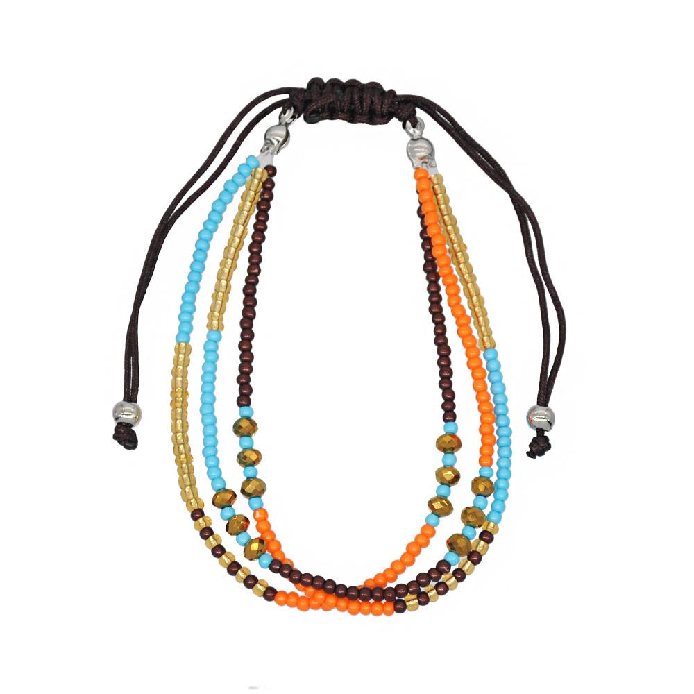 Bohemian Holiday Colorful Crystal Beaded Woven Bracelet for Women