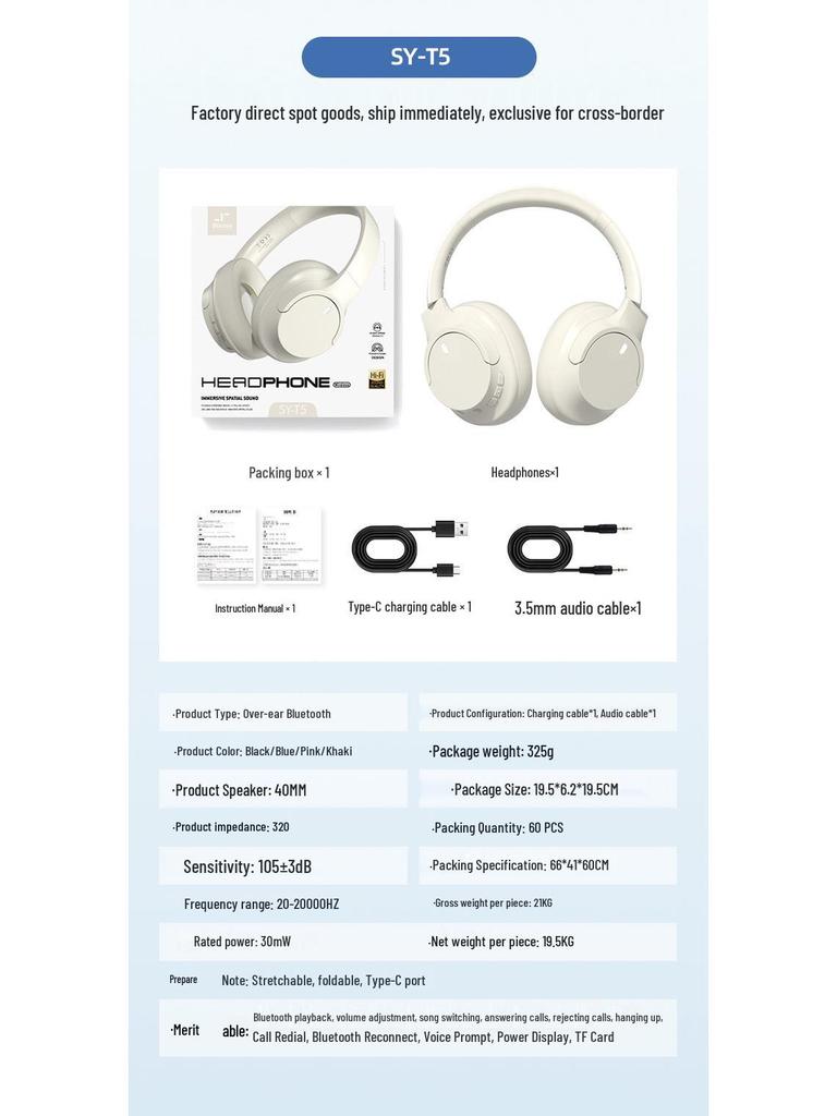 Universal Over-Ear Noise-Cancelling Wireless Bluetooth Headphones