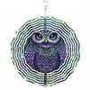 Vibrant 10-Inch Metal Wind Chime with Colorful Owl Design, 360° Rotating Hook - Battery-Free