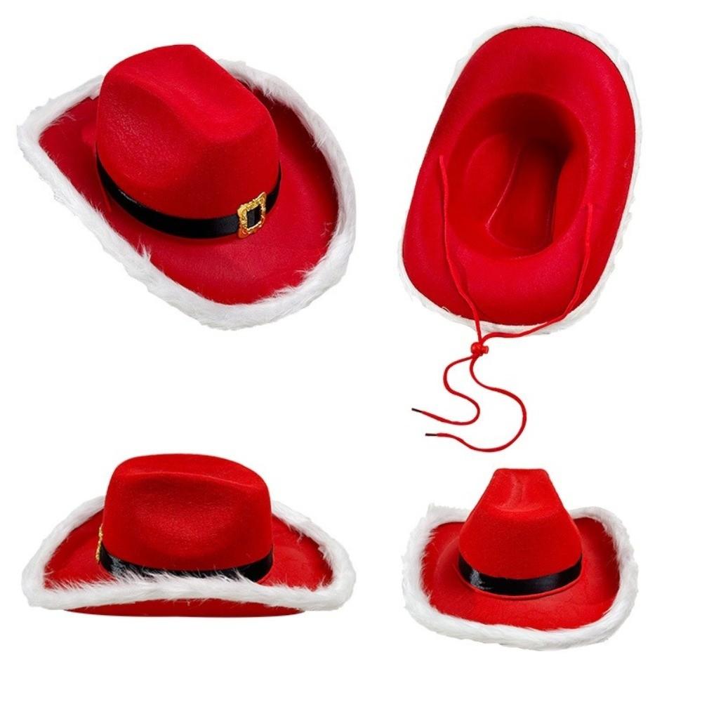 New Felt Cowboy Hat Santa Red Gentleman Hat Jazz Cap New Year Party Supplies