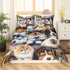 Cute Cat King Queen Duvet Cover Kitten Bedding Set Purple Floral Butterflies Polyester Quilt Cover Pet Animal Comforter Cover