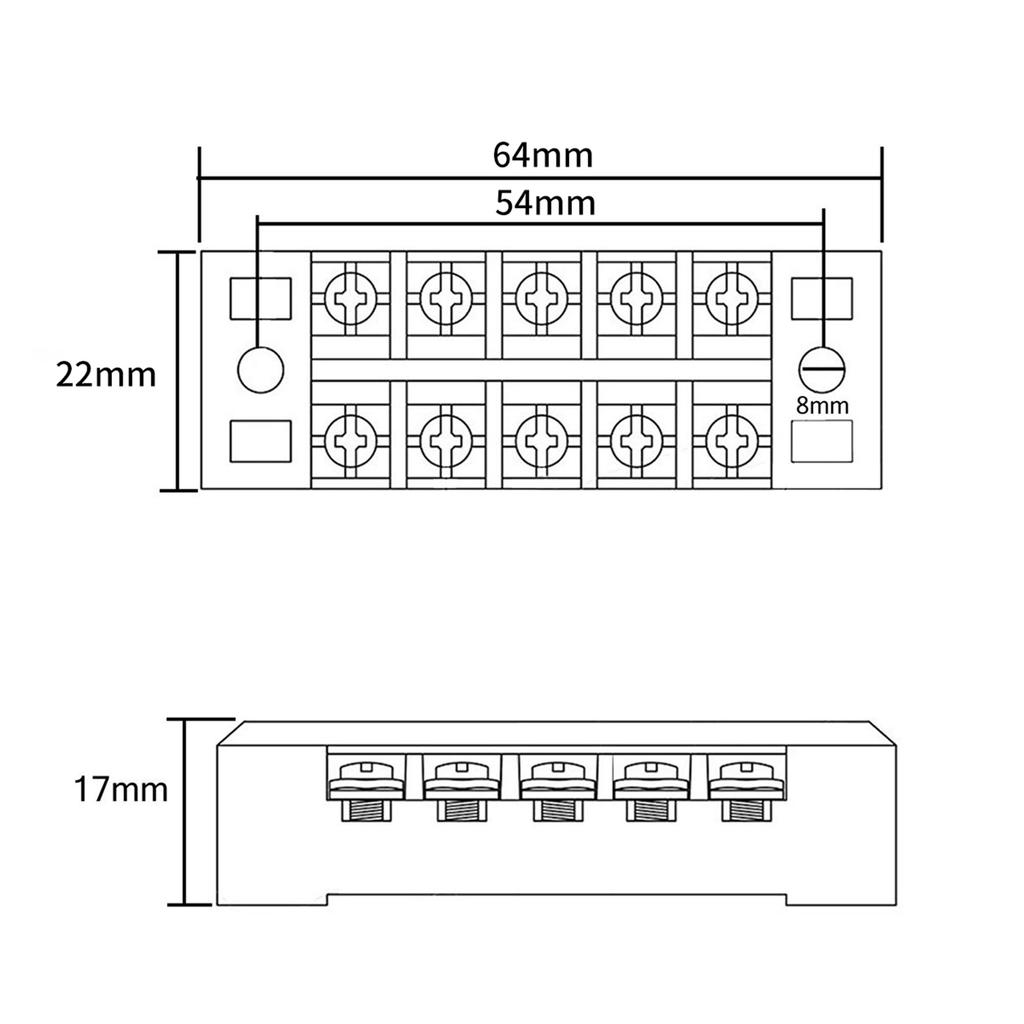 10pcs(5 Sets) 5pcs 600V 15A 5 Positions Double Row Screw Terminal Strip with Cover+5pcs 600V 15A 5 Positions Black Red