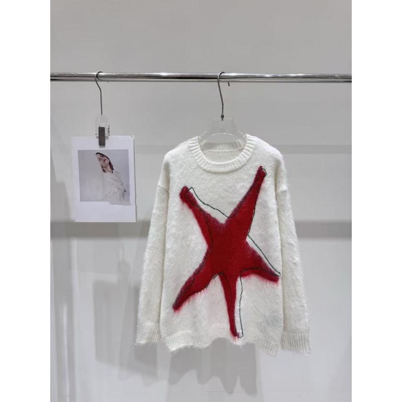 European High-Quality Star & Moon Mohair Knit Sweater - Loose, Versatile, and Stylish
