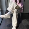 European Cotton Velvet Wide-leg Pants Women's Autumn and Winter New White Knitted Pants Casual Velvet Thickened Corduroy Pants